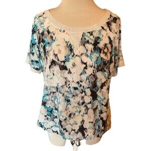 Juicy Couture Retro Satiny & Silver Sparkle Blouson Top Shirt Size Medium